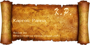 Kapros Panna névjegykártya